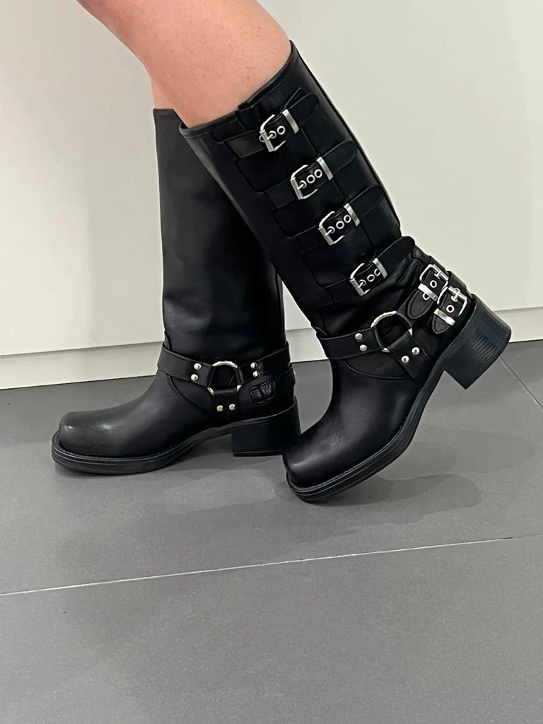 Biker In Pelle Con Fibbie Tacco Cm 5 Ovye - Ovye' cod. NI7176VIT - immagine 2