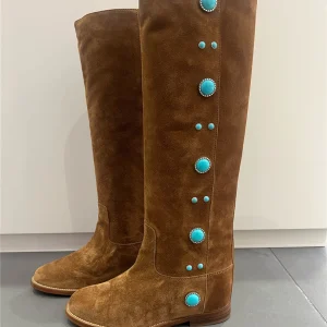 Stivale In Camoscio Velour Con Pietre Malibu - Via Roma 15 cod. 4093