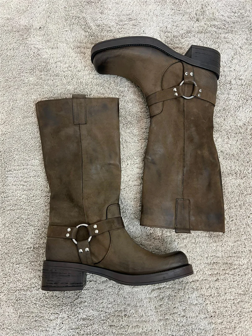 Biker In Nabuk Punta Quadrata Con Fibbia - Via Mondana cod. SABRINA NABUK - immagine 2