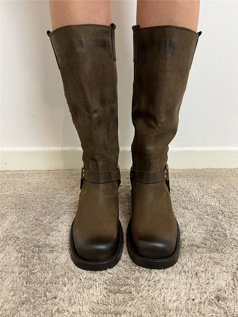 Biker In Nabuk Punta Quadrata Con Fibbia - Via Mondana cod. SABRINA NABUK - immagine 4