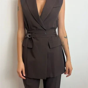 Gilet Lungo Con Tasche E Cintura - Imperial cod. LC83KIC