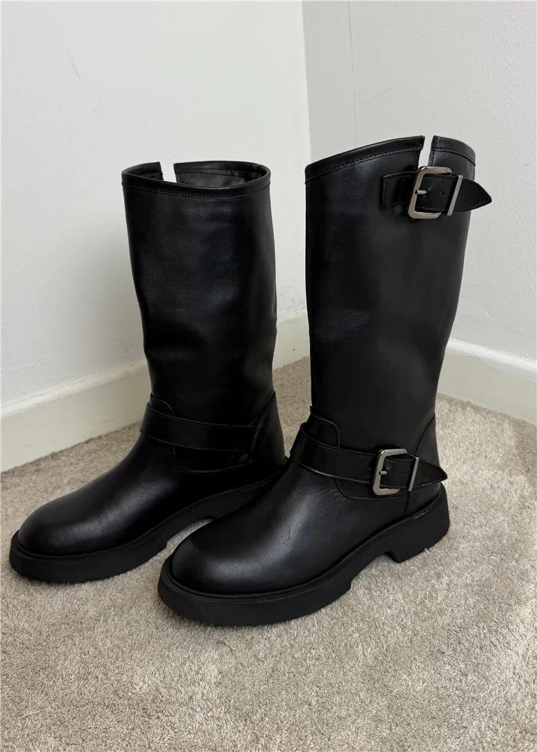 Biker In Pelle Con Fibbie - Via Mondana cod. VMD001 - immagine 3