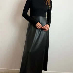 Abito Lungo Con Gonna In Similpelle - Imperial cod. AFRQKGJ