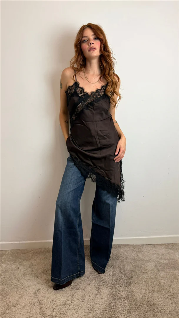 Abito Asimmetrico Con Inserti In Pizzo - Vicolo cod. TF1154 - immagine 3