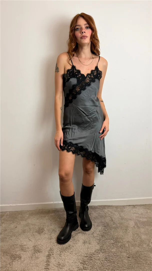 Abito Asimmetrico Con Inserti In Pizzo - Vicolo cod. TF1154 - immagine 8