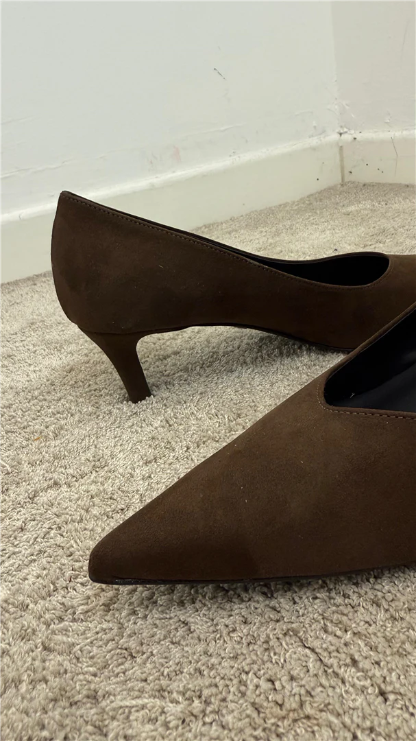 ' Decollete In Camoscio Tacco Cm 7 - Ovye' cod. 25/NCBRUNACAM - immagine 4