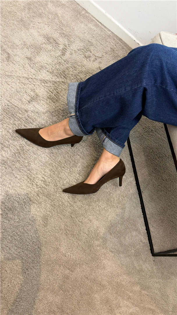 ' Decollete In Camoscio Tacco Cm 7 - Ovye' cod. 25/NCBRUNACAM - immagine 5