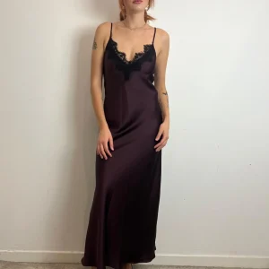 Abito Lungo Con Spalline E Pizzo Scollo A V - Imperial cod. AFVJKBA