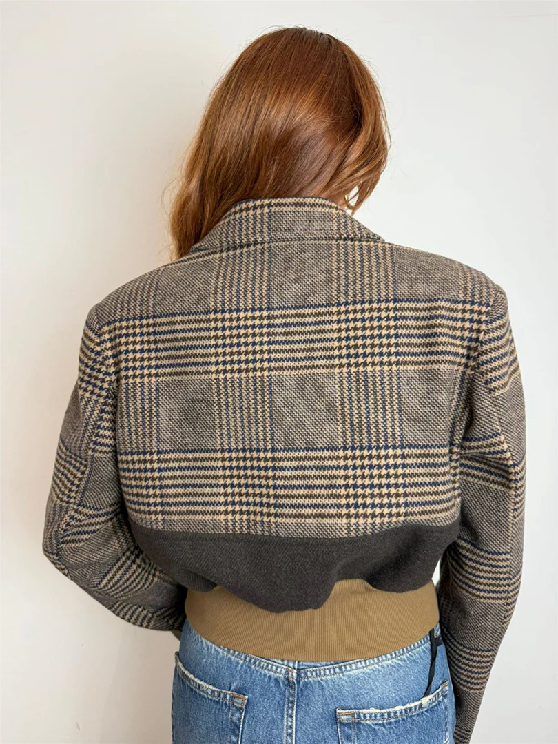 Giacca Corta Check Con Chiusura Centrale - Vicolo cod. TF1680 - immagine 4