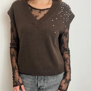 Gilet In Maglia Con Applicazioni Sul Davanti - Philia Loft cod. L01O0169