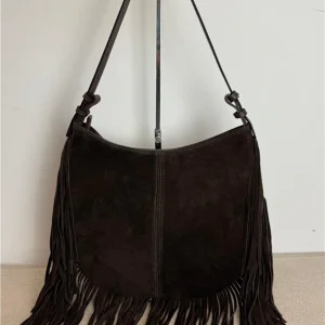 Borsa A Spalla Retro In Camoscio Con Frange - Divisione Chickster's cod. M3587