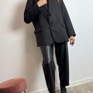 Giacca Over Doppia Chiusura Gessata - Vicolo cod. TF1812