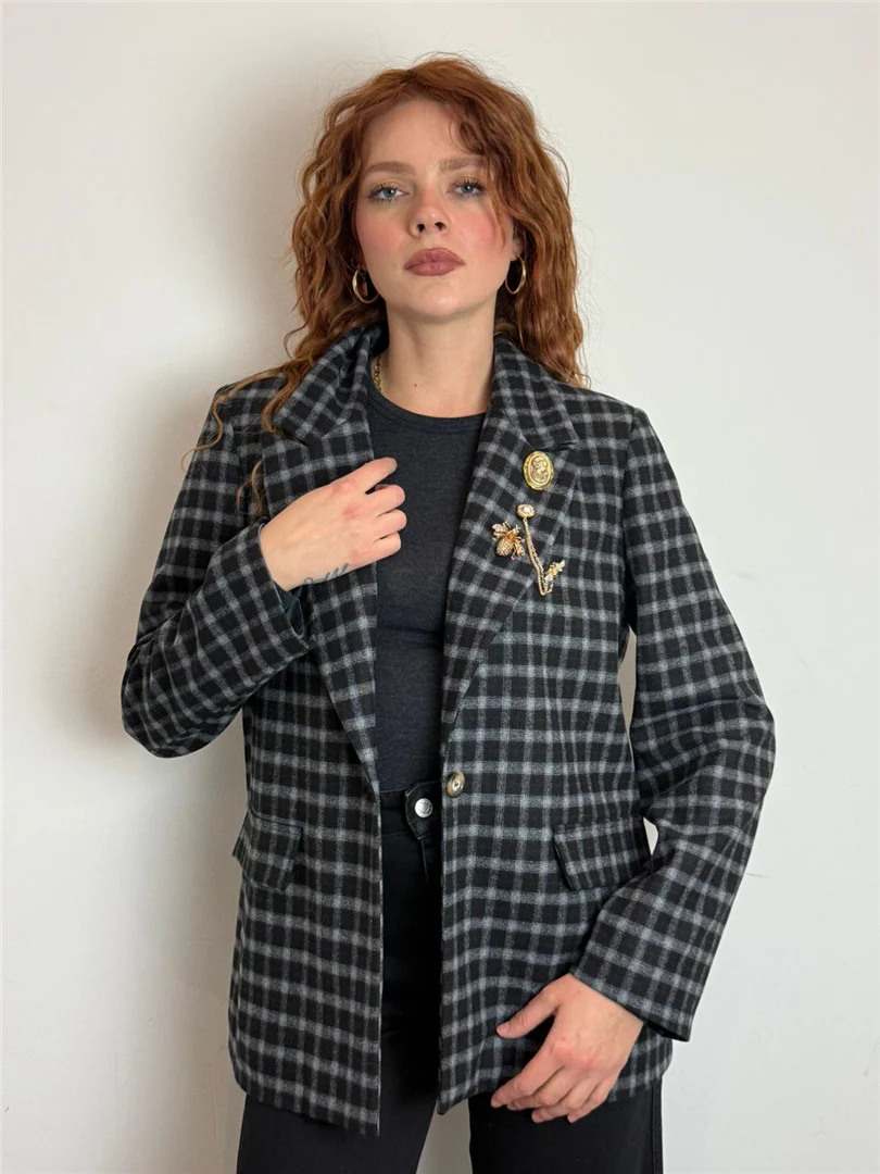 Blazer Check Con Spille - Vicolo cod. TF1881 - immagine 3