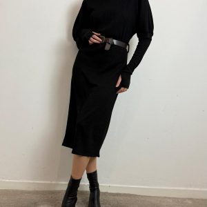 Abito Midi In Maglia A Costina Con Cintura - Haveone cod. AVS_P102