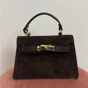 Borsa Mini Tipo Kelly In Camoscio Con Lucchetto - Divisione Chickster's cod. M3591