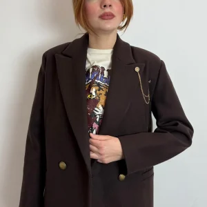 Giacca Cappotto Doppiopetto Con Accessorio Spilla - Philia Loft cod. M01N0759