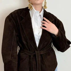 Giacca In Crosta In Vera Pelle Con Cintura – - Vicolo cod. TAB0173