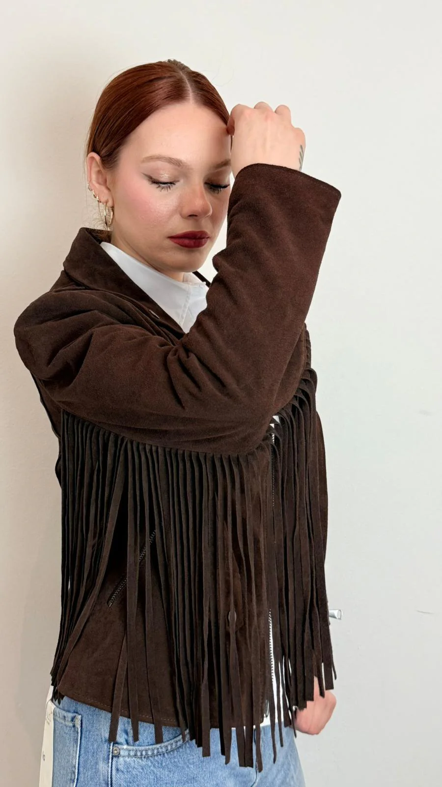 Chiodo In Vera Pelle Scamosciata Con Frange - Vicolo cod. TAB0172 - immagine 4