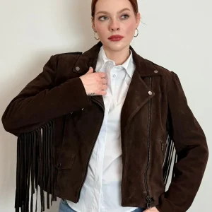 Chiodo In Vera Pelle Scamosciata Con Frange - Vicolo cod. TAB0172