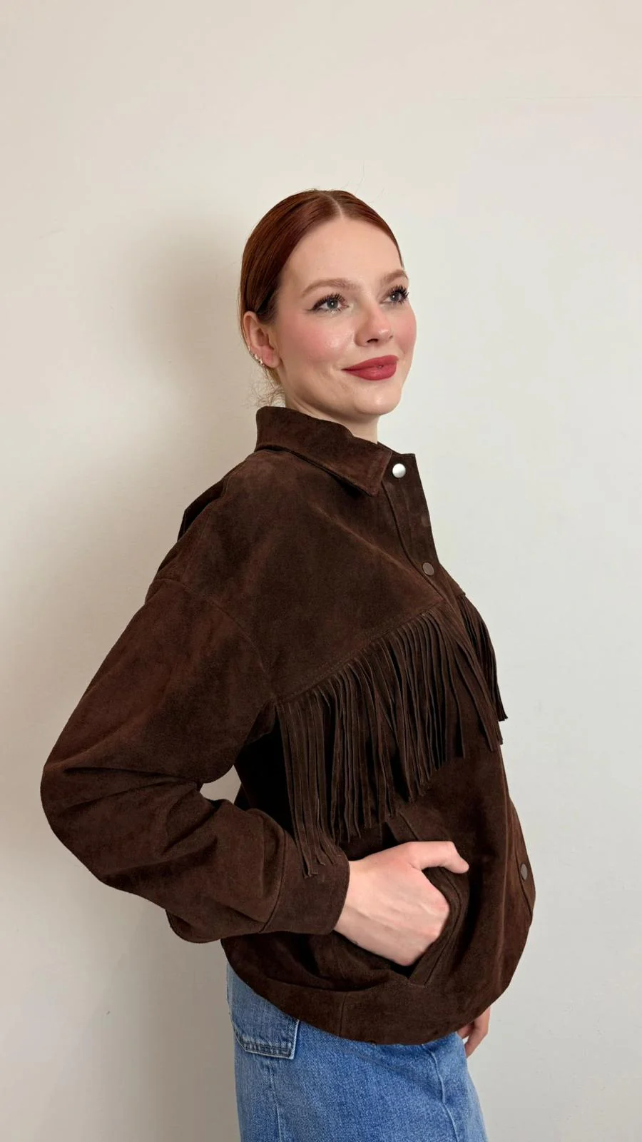 Bomber In Vera Pelle Scamosciata Con Frange - Vicolo cod. TAB0170 - immagine 3