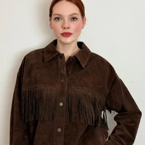 Bomber In Vera Pelle Scamosciata Con Frange - Vicolo cod. TAB0170