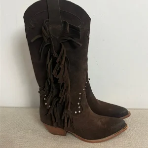 Stivali Texani Donna Frange E Borchie - Via Mondana cod. 1050CAMOSCIO