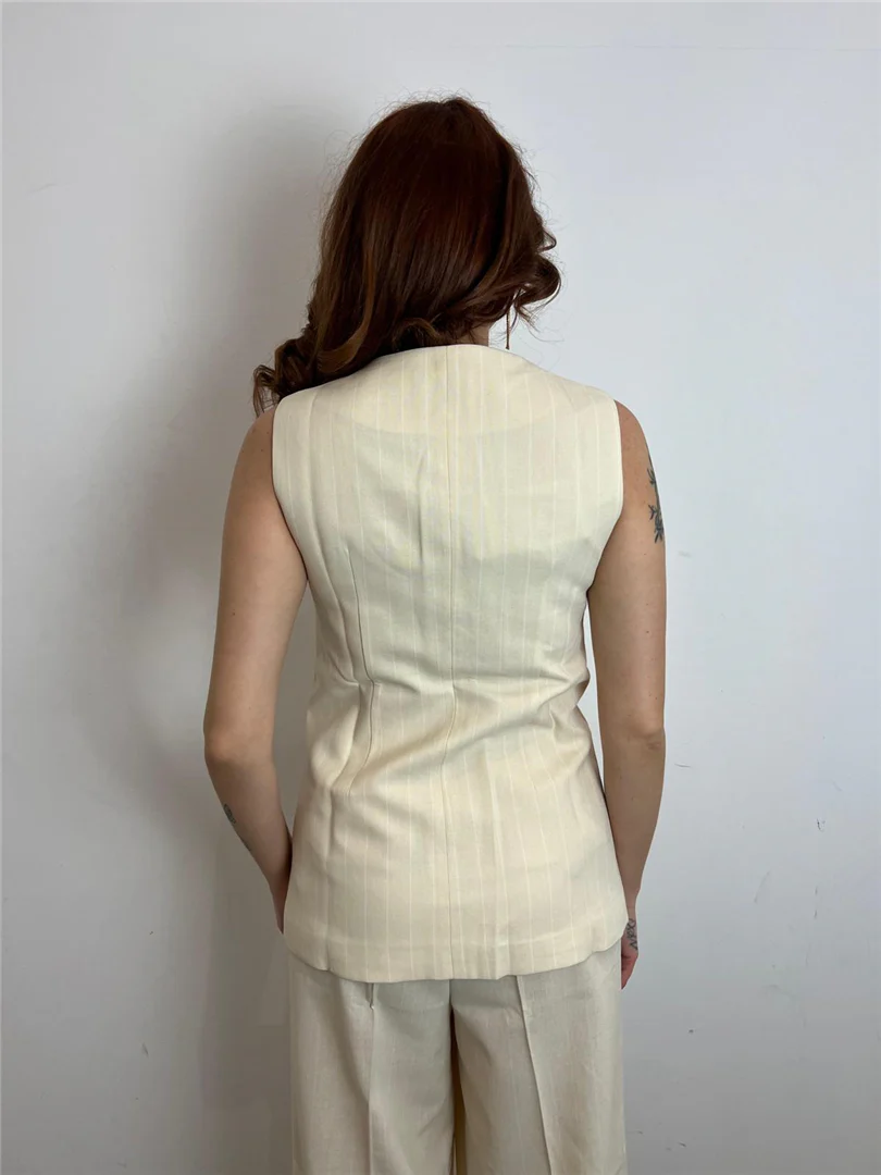 Gilet Misto Lino A Righe - Grace & Mila Paris cod. VIC - immagine 3