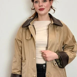 Giacca Impermeabile Donna Verde Con Colletto A Contrasto - Vicolo cod. TAB0950