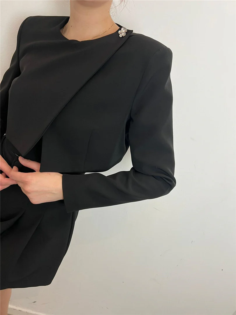 Blazer Crop Applicazione Gioiello Silence Limited Nero - immagine 4