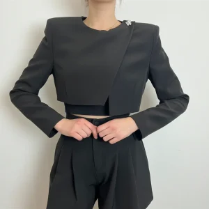 Blazer Crop Applicazione Gioiello Silence Limited Nero