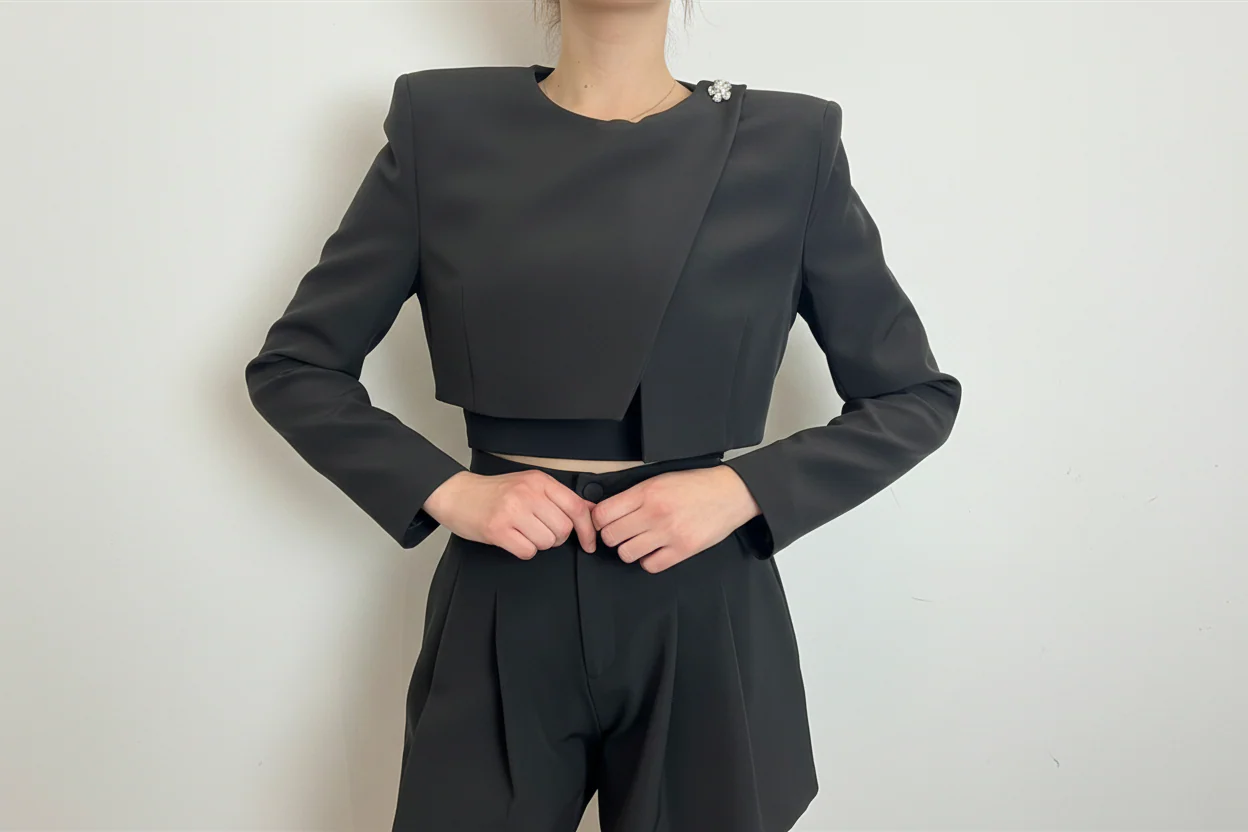 Blazer Crop Applicazione Gioiello Silence Limited Nero
