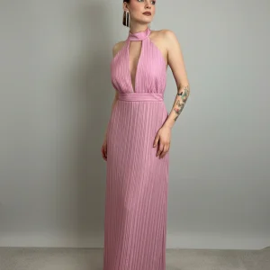 Abito Lungo Plissettato Scollo All'americana - Silence Limited cod. AB4206