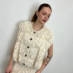 Gilet Over In Pizzo Macramè - Philia Loft cod. D02E0211