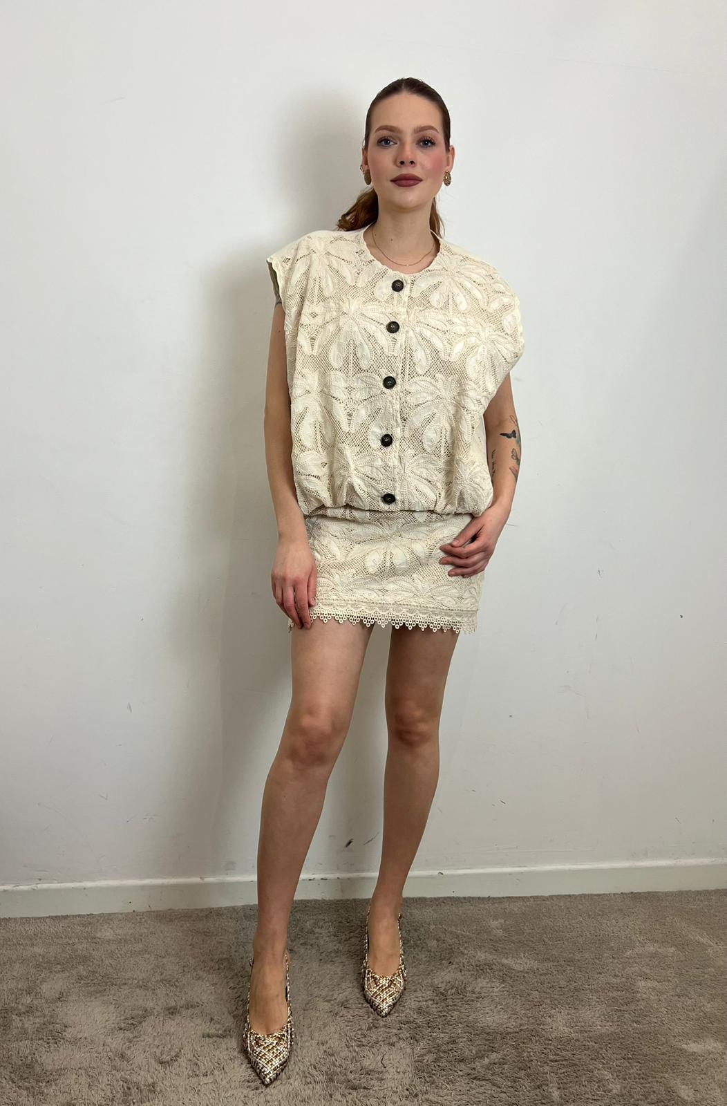 Gonna Mini In Pizzo Macramè - Philia Loft cod. D02E0212 - immagine 2