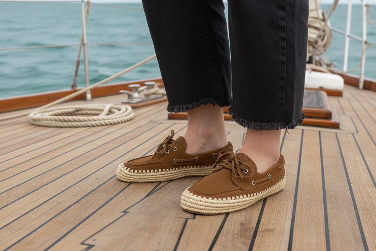 Mocassino Barca In Camoscio, Dettaglio Raffia - Ovye' cod. 26/F25604 - immagine 2