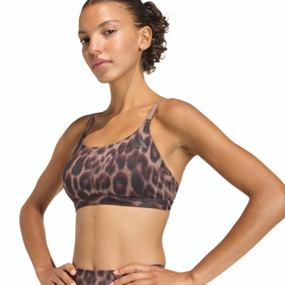Adidas Optime Workout Leopard Light Support Bra – Earth Strata/Black - immagine 3