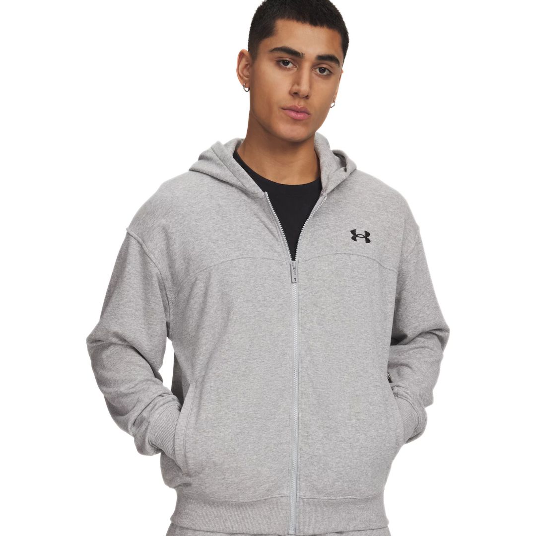 Under Armour Felpa Full Zip Rival Lightweight – Mod Gray Light Heather/Black - immagine 2