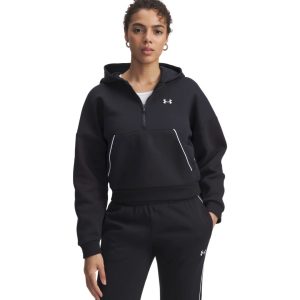 Under Armour Felpa con cappuccio ½ Zip  Rival Fleece Piped – Black/White