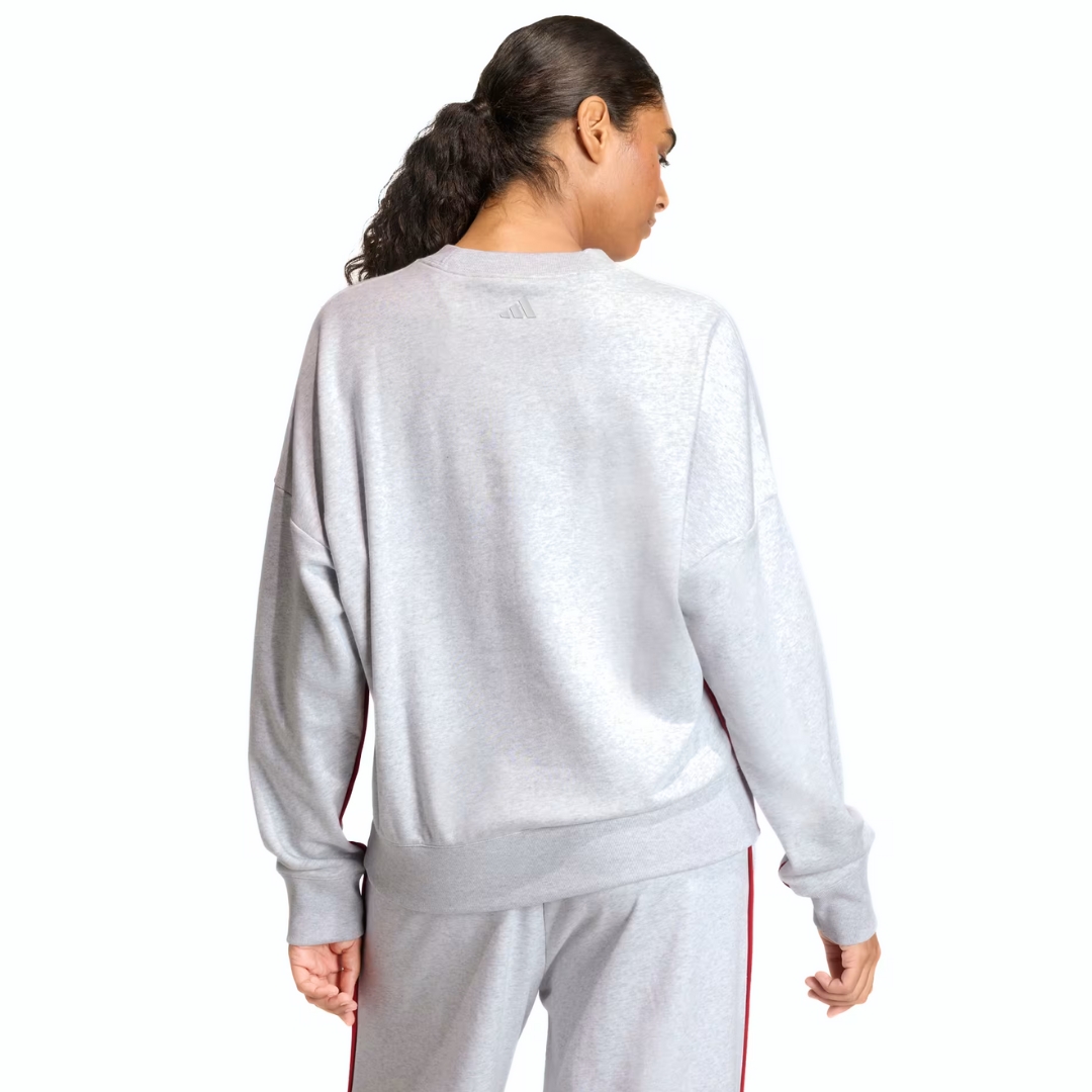 Adidas Felpa Seasonal Essentials Colorpop Con Grafica Ricamata – Light Grey Heather/Active Maroon - immagine 4