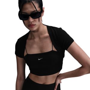 Nike Sportswear Chill Knit Top Corto E Aderente 2 in 1 – Black/Sail