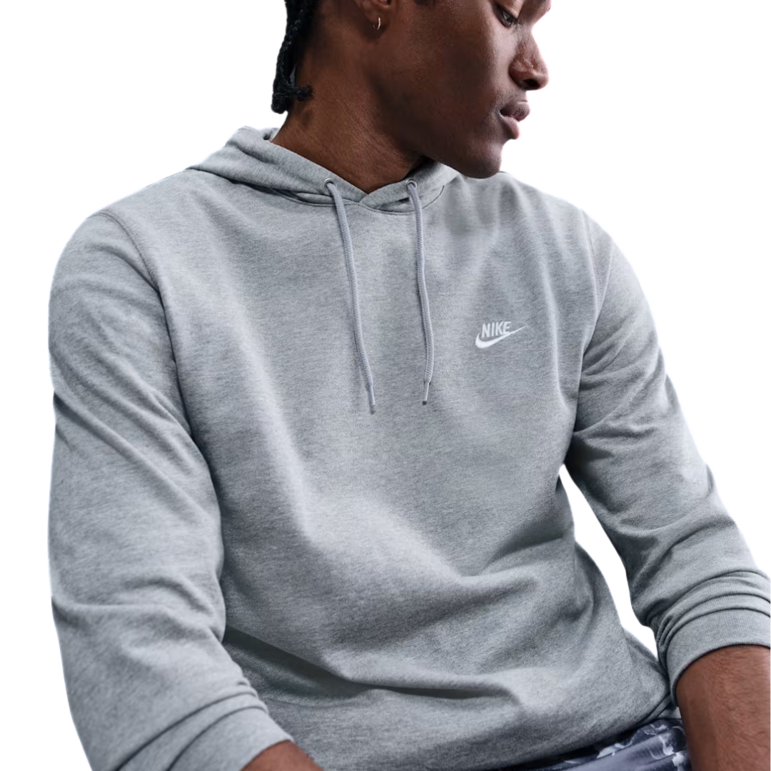 Nike Sportswear Club Felpa Con Cappuccio In Maglia – Dark Grey Heather/Light Smoke Grey/White - immagine 3