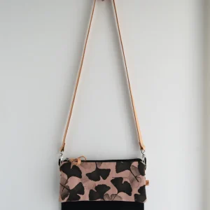 Tracolla doppia CAMELIA nero + rosa antico gingko nero