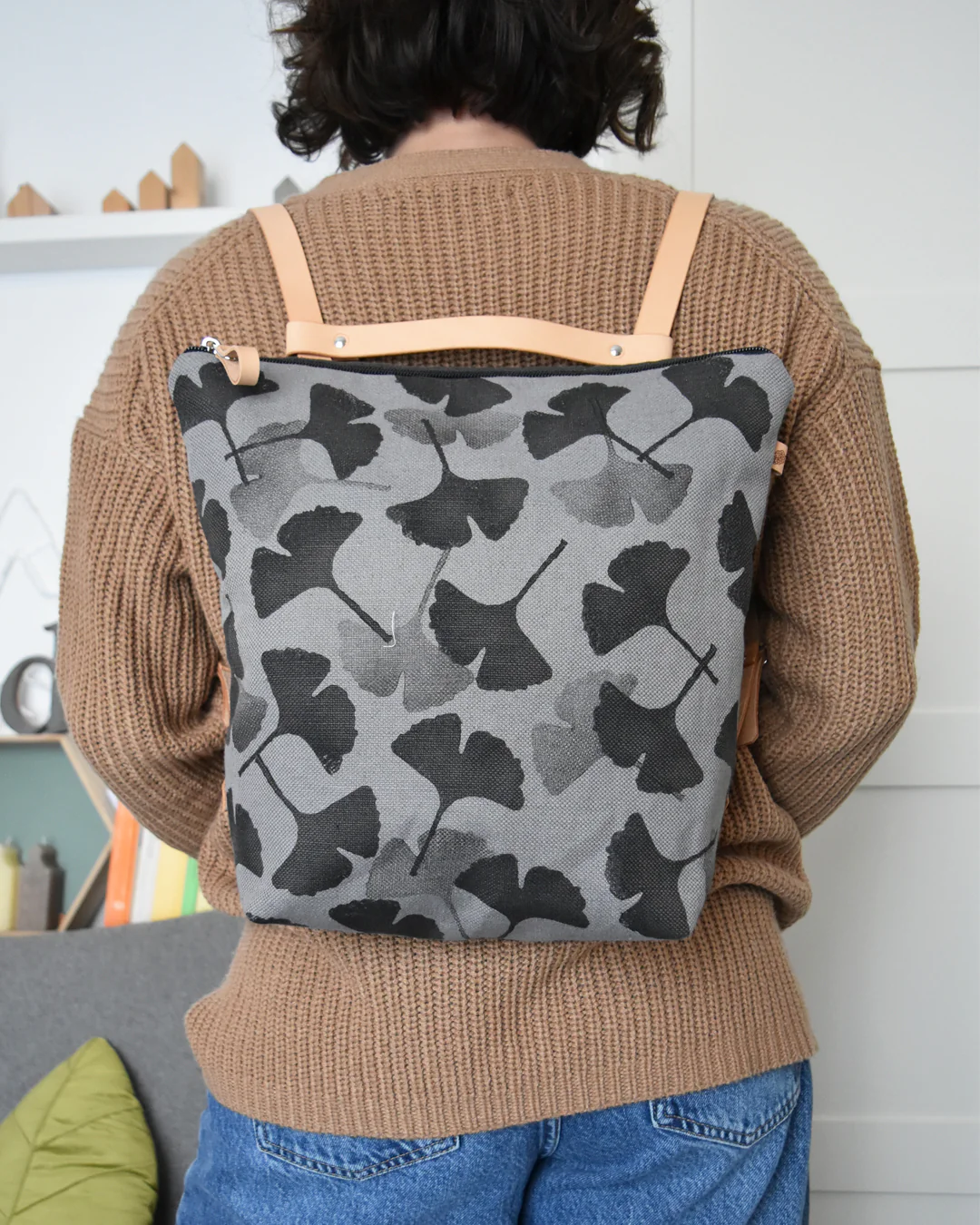 Zaino borsa CACTUS grigio azzurrino gingko - immagine 7