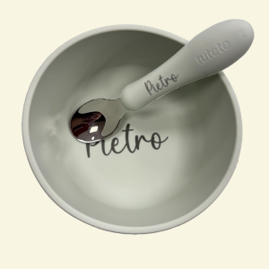 Ciotola con ventosa e cucchiaio