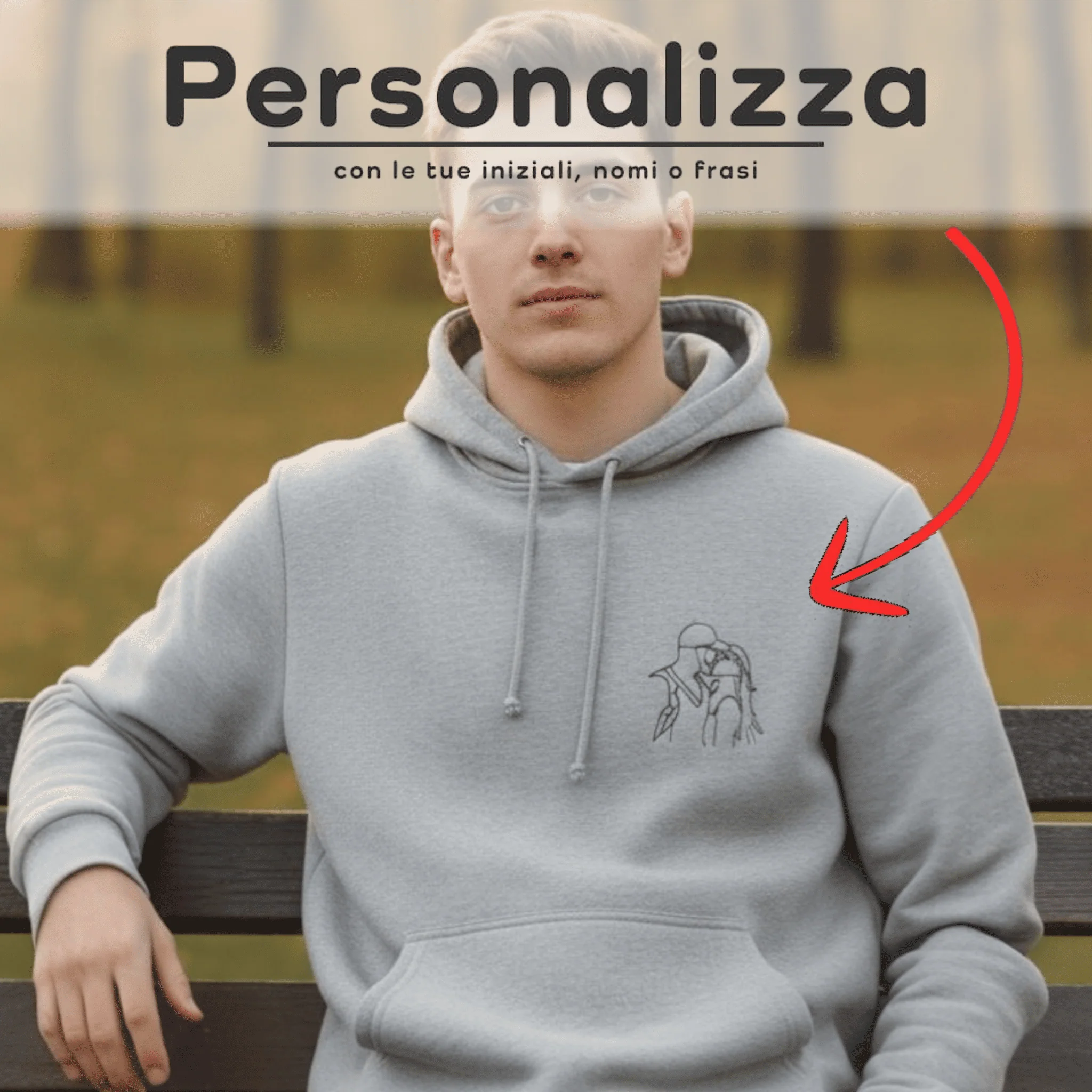 Felpa con Cappuccio con RITRATTO - immagine 2
