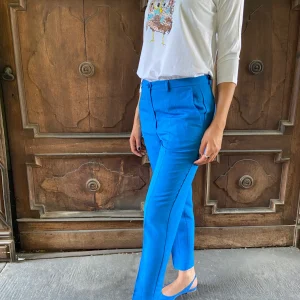 VICOLO - PANTALONE IN LINO - BLUETTE