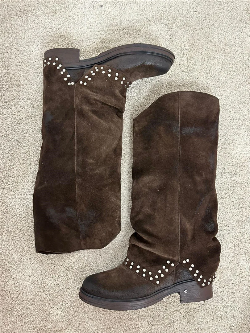 Stivali Camoscio Con Borchie E Fibbia - Via Mondana cod. XENIA - immagine 9