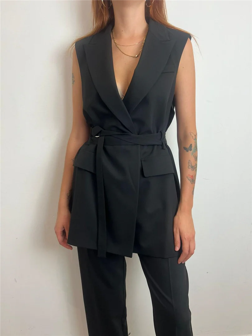 Gilet Lungo Con Tasche E Cintura - Imperial cod. LC83KIC - immagine 7