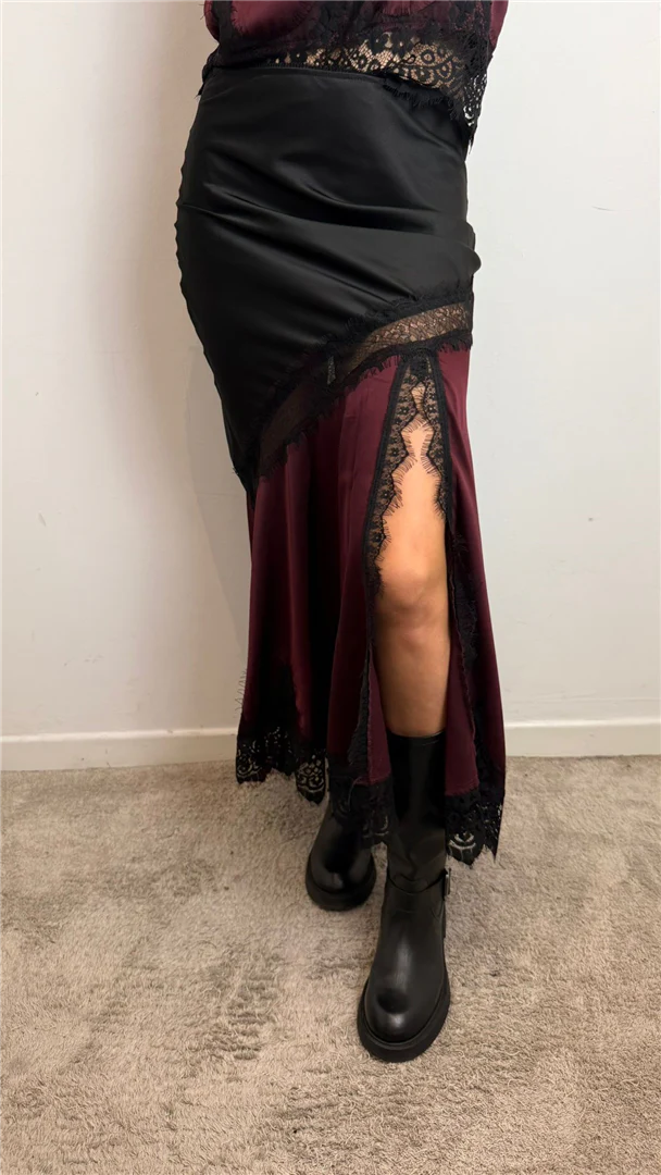 Gonna Satin Bicoloe Con Pizzo - Vicolo cod. TF1249 - immagine 5