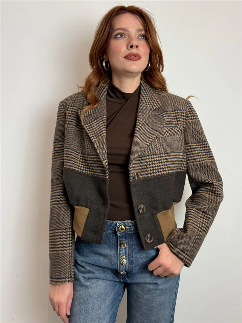 Giacca Corta Check Con Chiusura Centrale - Vicolo cod. TF1680 - immagine 5